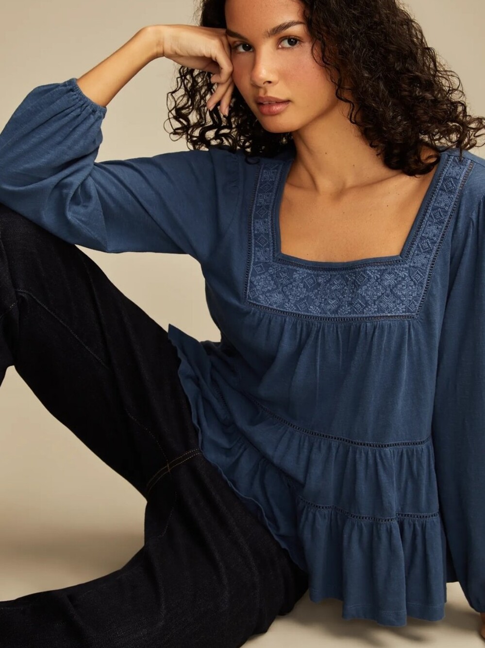 NWT Lucky Brand Square Neck Peasant Top XL Firm Price